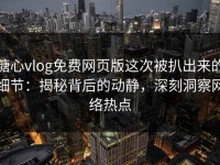 糖心vlog免费网页版这次被扒出来的细节：揭秘背后的动静，深刻洞察网络热点