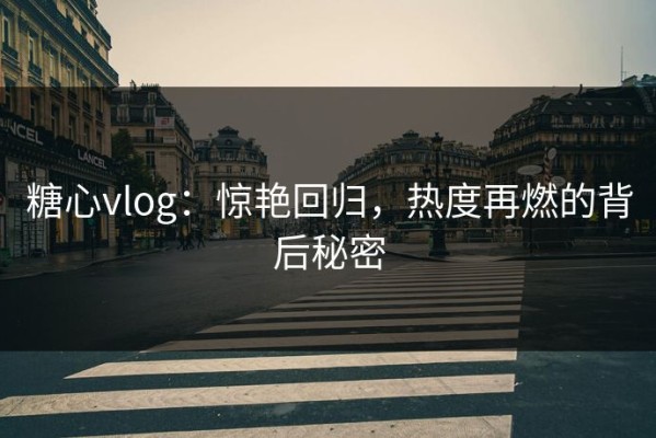 糖心vlog：惊艳回归，热度再燃的背后秘密