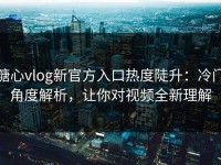 糖心vlog新官方入口热度陡升：冷门角度解析，让你对视频全新理解