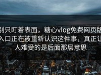 别只盯着表面，糖心vlog免费网页版入口正在被重新认识这件事，真正让人难受的是后面那层意思