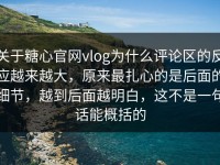 关于糖心官网vlog为什么评论区的反应越来越大，原来最扎心的是后面的细节，越到后面越明白，这不是一句话能概括的