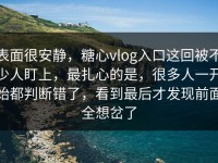表面很安静，糖心vlog入口这回被不少人盯上，最扎心的是，很多人一开始都判断错了，看到最后才发现前面全想岔了