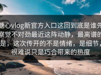 糖心vlog新官方入口这回到底是谁先察觉不对劲最近这阵动静，最离谱的是，这次传开的不是情绪，是细节，很难说只是巧合带来的热度