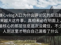 糖心vlog入口为什么评论区的反应越来越大这件事，真相未必在明面上，最核心的那层信息这次没藏住，不少人到这里才明白自己漏看了什么