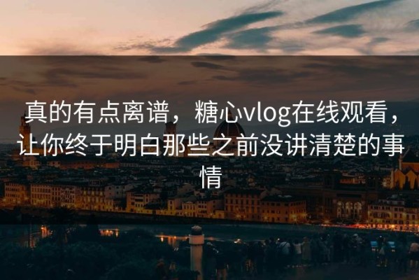 真的有点离谱，糖心vlog在线观看，让你终于明白那些之前没讲清楚的事情