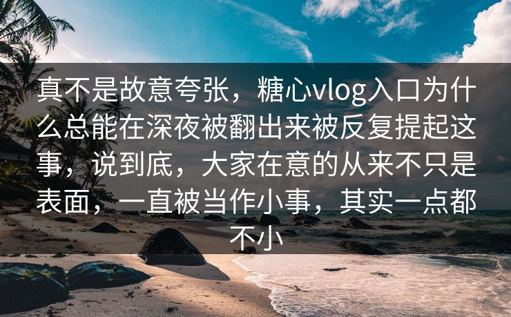 真不是故意夸张，糖心vlog入口为什么总能在深夜被翻出来被反复提起这事，说到底，大家在意的从来不只是表面，一直被当作小事，其实一点都不小