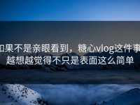如果不是亲眼看到，糖心vlog这件事，越想越觉得不只是表面这么简单