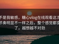 不是我敏感，糖心vlog在线观看这次节奏明显不一样之后，整个感觉都变了，越想越不对劲