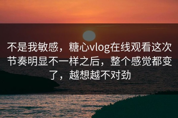 不是我敏感，糖心vlog在线观看这次节奏明显不一样之后，整个感觉都变了，越想越不对劲