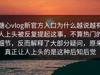 糖心vlog新官方入口为什么越说越有人上头被反复提起这事，不算热门的细节，反而解释了大部分疑问，原来真正让人上头的是这种后知后觉