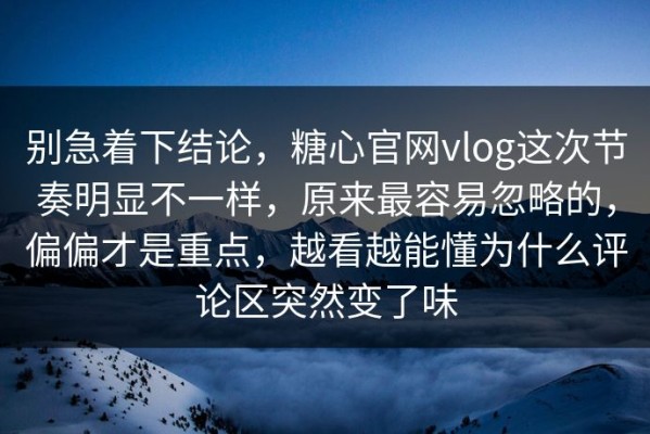 别急着下结论，糖心官网vlog这次节奏明显不一样，原来最容易忽略的，偏偏才是重点，越看越能懂为什么评论区突然变了味