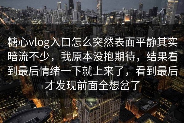 糖心vlog入口怎么突然表面平静其实暗流不少，我原本没抱期待，结果看到最后情绪一下就上来了，看到最后才发现前面全想岔了