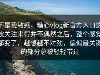 不是我敏感，糖心vlog新官方入口这波关注来得并不偶然之后，整个感觉都变了，越想越不对劲，偏偏最关键的部分总被轻轻带过