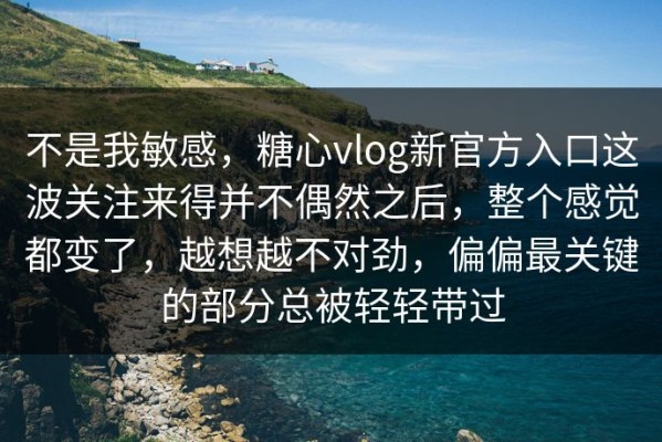 不是我敏感，糖心vlog新官方入口这波关注来得并不偶然之后，整个感觉都变了，越想越不对劲，偏偏最关键的部分总被轻轻带过