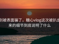 别被表面骗了，糖心vlog这次被扒出来的细节到底说明了什么
