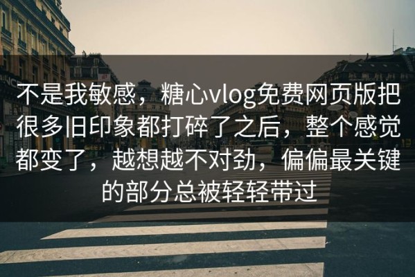 不是我敏感，糖心vlog免费网页版把很多旧印象都打碎了之后，整个感觉都变了，越想越不对劲，偏偏最关键的部分总被轻轻带过