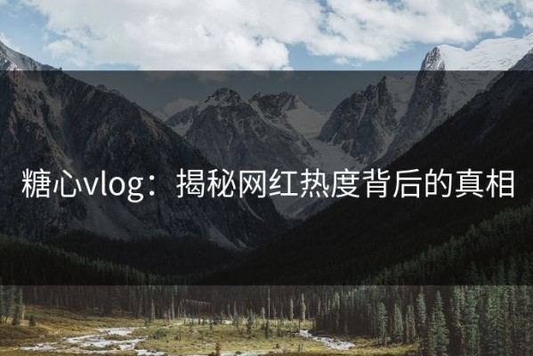 糖心vlog：揭秘网红热度背后的真相