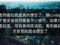 看到最后我是真的愣住了，糖心vlog下载安装竟然藏着不少细节，如果只看前面，很容易彻底误判，看到最后才发现前面全想岔了