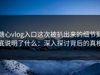 糖心vlog入口这次被扒出来的细节到底说明了什么：深入探讨背后的真相