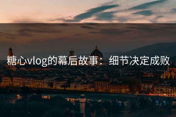 糖心vlog的幕后故事：细节决定成败