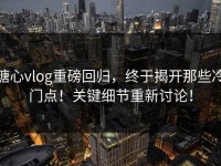 糖心vlog重磅回归，终于揭开那些冷门点！关键细节重新讨论！
