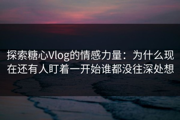 探索糖心Vlog的情感力量：为什么现在还有人盯着一开始谁都没往深处想