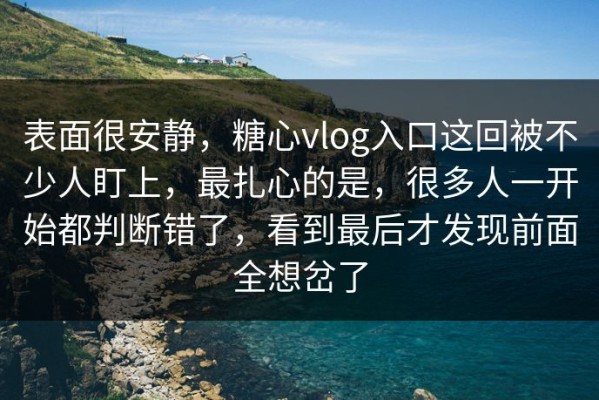 表面很安静，糖心vlog入口这回被不少人盯上，最扎心的是，很多人一开始都判断错了，看到最后才发现前面全想岔了