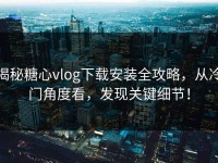 揭秘糖心vlog下载安装全攻略，从冷门角度看，发现关键细节！