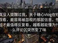 真没人提醒过我，关于糖心vlog在线观看，最容易被忽视的那层信息，恰恰才最值得反复看，越看越能懂为什么评论区突然变了味