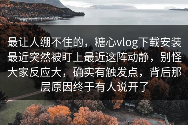 最让人绷不住的，糖心vlog下载安装最近突然被盯上最近这阵动静，别怪大家反应大，确实有触发点，背后那层原因终于有人说开了