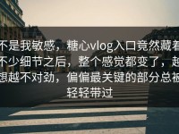 不是我敏感，糖心vlog入口竟然藏着不少细节之后，整个感觉都变了，越想越不对劲，偏偏最关键的部分总被轻轻带过