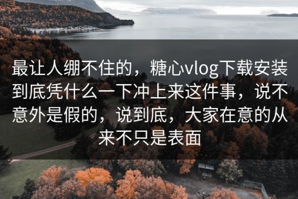 最让人绷不住的，糖心vlog下载安装到底凭什么一下冲上来这件事，说不意外是假的，说到底，大家在意的从来不只是表面