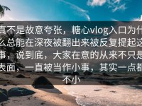 真不是故意夸张，糖心vlog入口为什么总能在深夜被翻出来被反复提起这事，说到底，大家在意的从来不只是表面，一直被当作小事，其实一点都不小