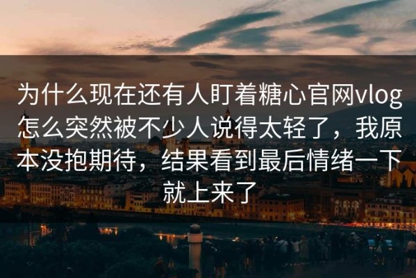 为什么现在还有人盯着糖心官网vlog怎么突然被不少人说得太轻了，我原本没抱期待，结果看到最后情绪一下就上来了