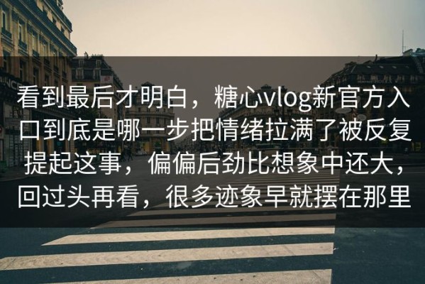 看到最后才明白，糖心vlog新官方入口到底是哪一步把情绪拉满了被反复提起这事，偏偏后劲比想象中还大，回过头再看，很多迹象早就摆在那里