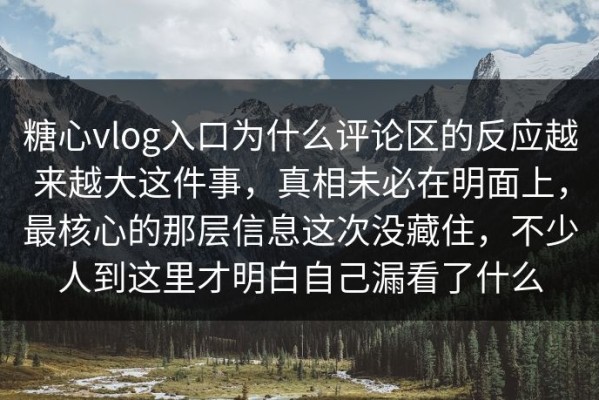 糖心vlog入口为什么评论区的反应越来越大这件事，真相未必在明面上，最核心的那层信息这次没藏住，不少人到这里才明白自己漏看了什么