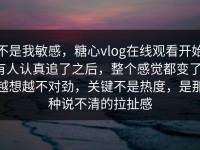 不是我敏感，糖心vlog在线观看开始有人认真追了之后，整个感觉都变了，越想越不对劲，关键不是热度，是那种说不清的拉扯感