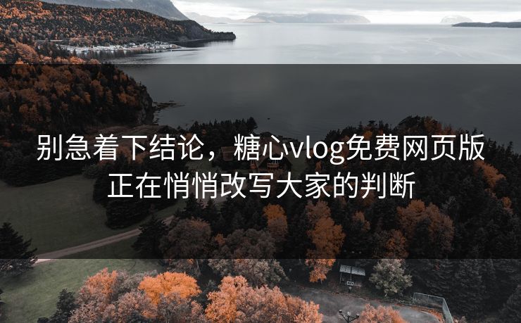 别急着下结论,糖心vlog免费网页版正在悄悄改写大家的判断 别急着下结论,糖心vlog免费网页版正在悄悄改写大家的判断
