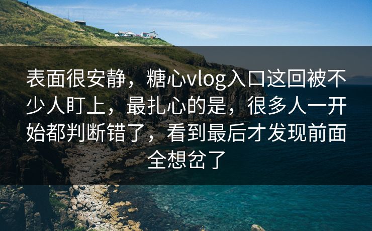 表面很安静，糖心vlog入口这回被不少人盯上，最扎心的是，很多人一开始都判断错了，看到最后才发现前面全想岔了