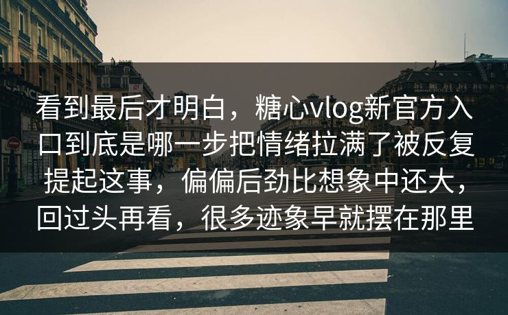 看到最后才明白，糖心vlog新官方入口到底是哪一步把情绪拉满了被反复提起这事，偏偏后劲比想象中还大，回过头再看，很多迹象早就摆在那里