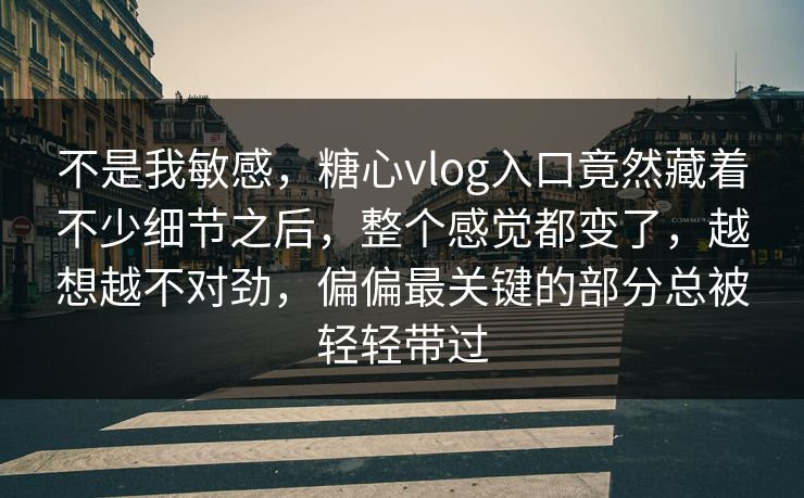 不是我敏感，糖心vlog入口竟然藏着不少细节之后，整个感觉都变了，越想越不对劲，偏偏最关键的部分总被轻轻带过