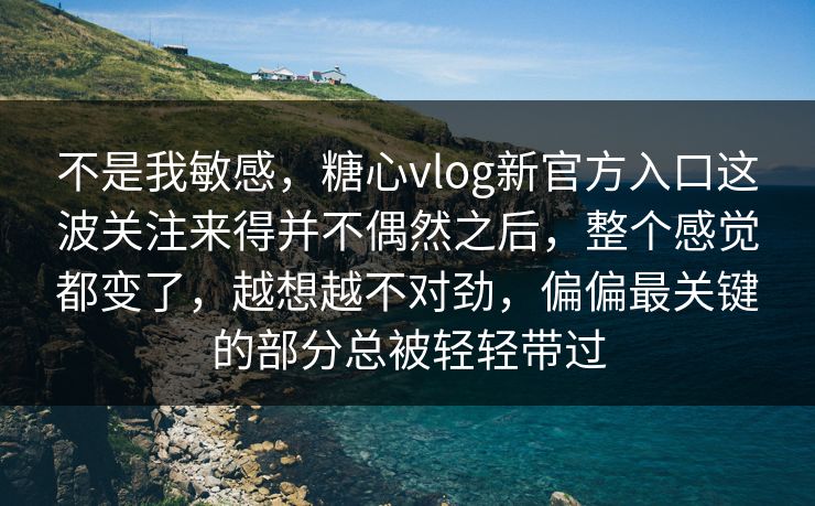 不是我敏感，糖心vlog新官方入口这波关注来得并不偶然之后，整个感觉都变了，越想越不对劲，偏偏最关键的部分总被轻轻带过