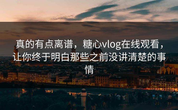 真的有点离谱，糖心vlog在线观看，让你终于明白那些之前没讲清楚的事情