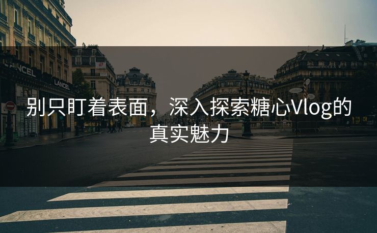 别只盯着表面，深入探索糖心Vlog的真实魅力